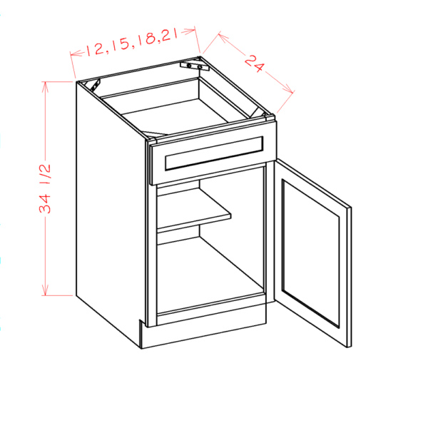 Single Door Single Drawer Base Shaker White