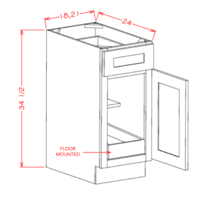 single door with 1 rollout shelf shaker white