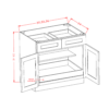 Double Door Double Drawer Rollout Shelf Base Antique Shaker
