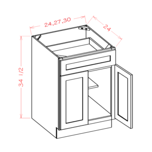 Double Door Single Drawer Base Oxford Toffee