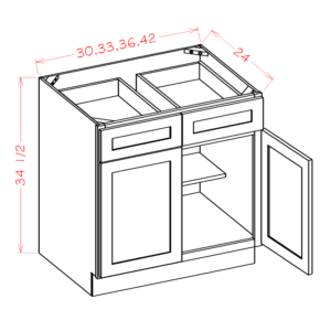 Double Door Double Drawer Base Shaker White