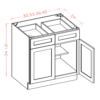 Double Door Double Drawer Base Oxford Sage