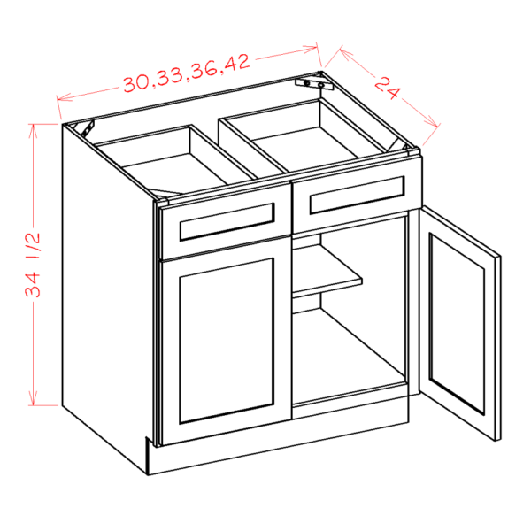 Double Door Double Drawer Base Shaker Antique White