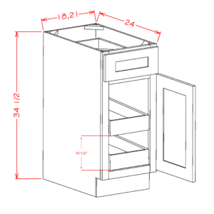 Single Door With 2 Rollout Shelf Shaker White