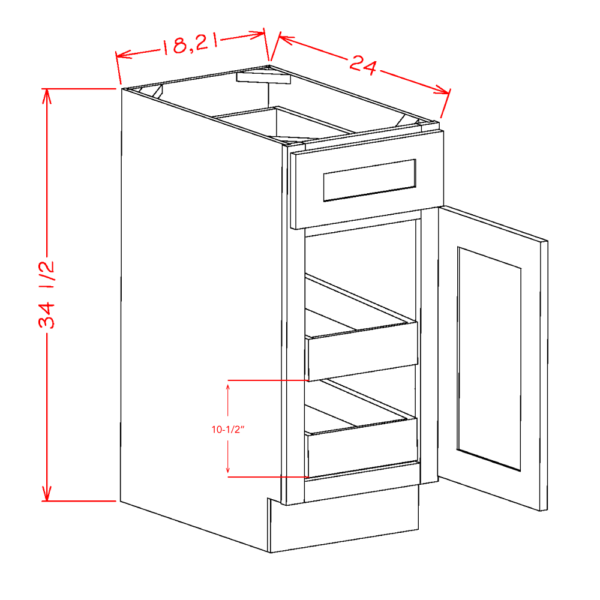 Single Door With 2 Rollout Shelf Shaker White