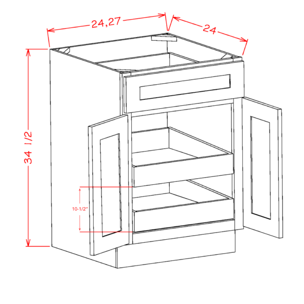 Double Door with Rollout Shelf Base Shaker Antique White