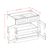 Double Door Double Drawer Rollout Shelf Shaker Antique White
