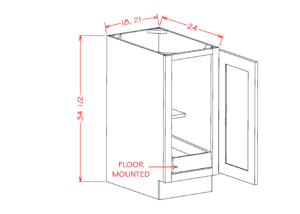 single full height door with rollout shelf base