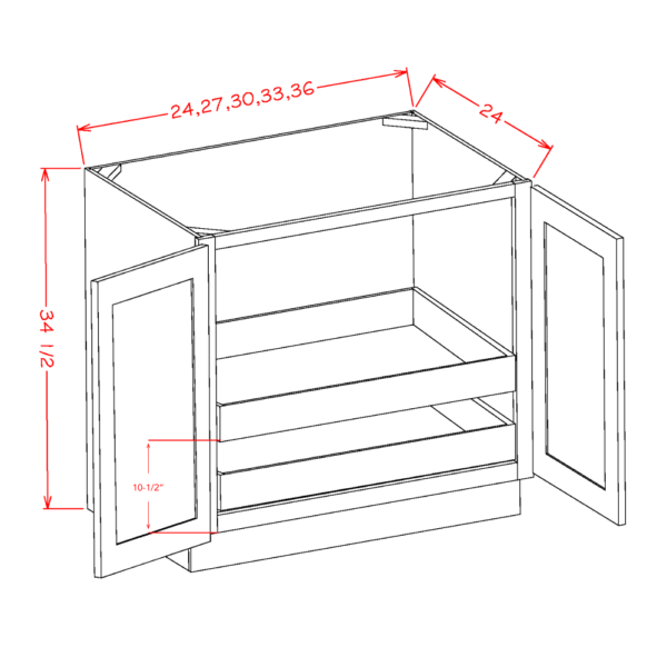 double full height door with rollout shelf base