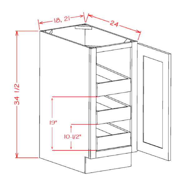 Single Full Height Door Rollout Shelf Base Shaker Antique White