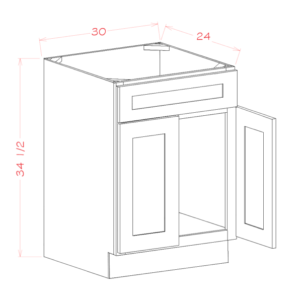 sink base with single false drawer shaker white