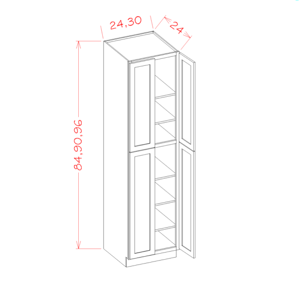 Four Door Utility Cabinet Shaker Antique White