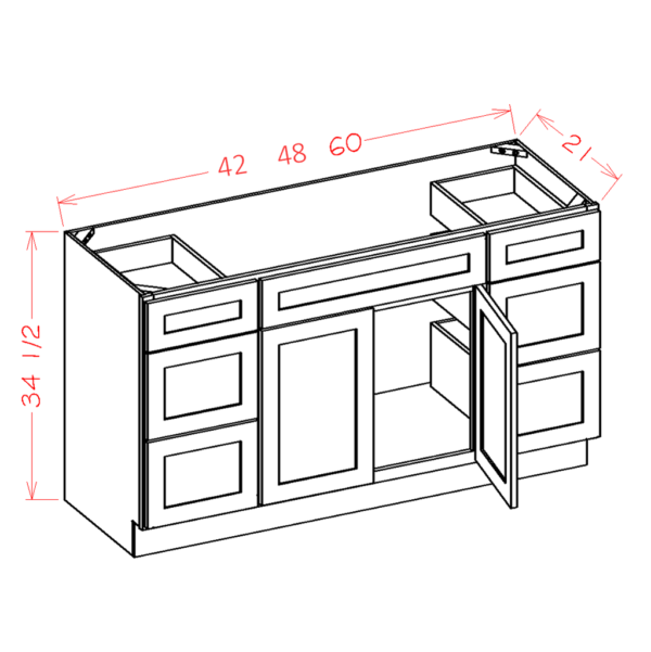 Double Drawer Vanity Combo Base Shaker Antique White