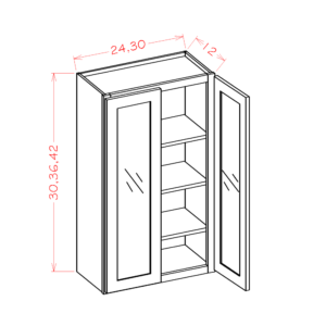 Double Glass Door Wall Cabinet Shaker Antique White