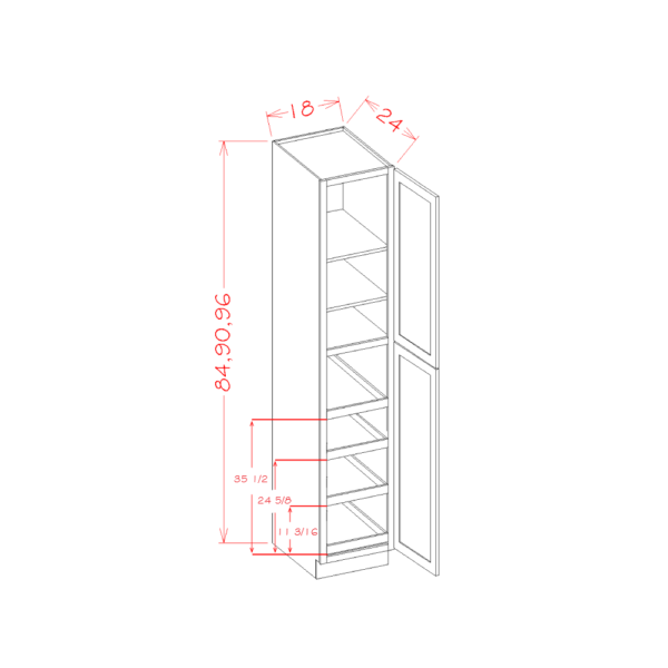 Two Door Utility Rollout Shelf Cabinet Shaker Antique White