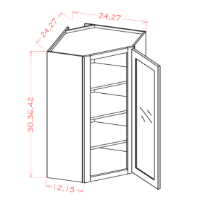 Diagonal Glass Door Wall Cabinet Shaker Antique White