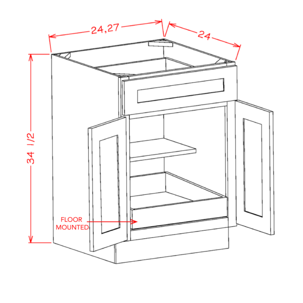 Double Door with Rollout Shelf Base Oxford Sage