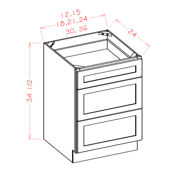 Three Drawer Base Oxford Sage