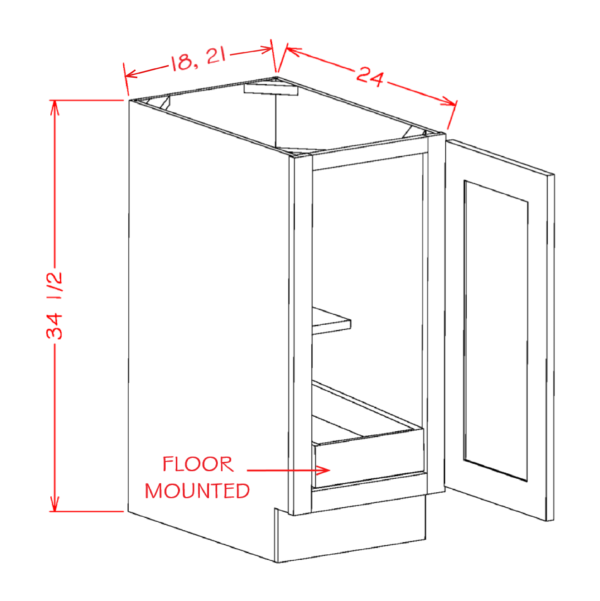 Single Full Height Door Rollout Shelf Base Oxford Sage