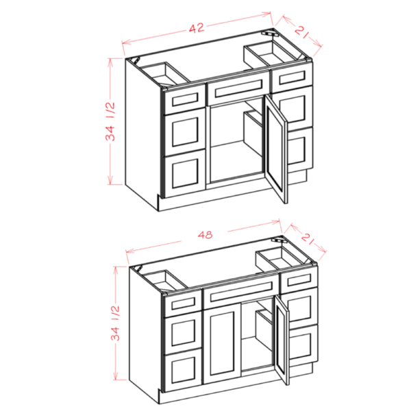 Double Drawer Vanity Combo Base Oxford Sage